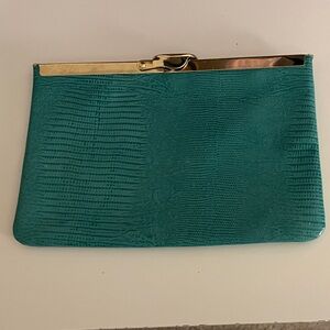 Vintage Teal EtraTextured Clutch with Gold Frame